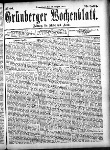 Grünberger Wochenblatt: Zeitung für Stadt und Land, No. 96. (12. August 1899)