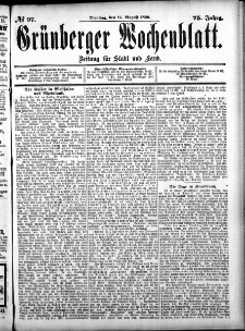 Grünberger Wochenblatt: Zeitung für Stadt und Land, No. 97. (15. August 1899)