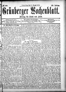 Grünberger Wochenblatt: Zeitung für Stadt und Land, No. 98. (17. August 1899)