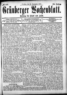 Grünberger Wochenblatt: Zeitung für Stadt und Land, No. 115. (26. September 1899)