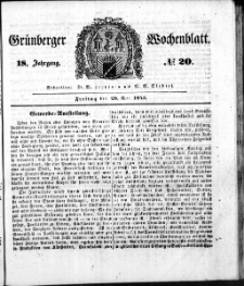 Grünberger Wochenblatt, No. 20. (20. Mai 1842)