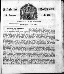 Grünberger Wochenblatt, No. 26. (1. Juli 1842)