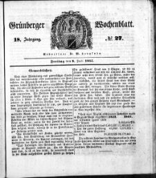 Grünberger Wochenblatt, No. 27. (8. Juli 1842)