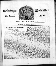 Grünberger Wochenblatt, No. 33. (19. August 1842)