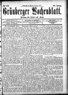 Grünberger Wochenblatt: Zeitung für Stadt und Land, No. 123. (14. October 1899)