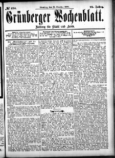 Grünberger Wochenblatt: Zeitung für Stadt und Land, No. 124. (17. October 1899)