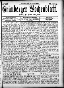 Grünberger Wochenblatt: Zeitung für Stadt und Land, No. 126. (21. October 1899)