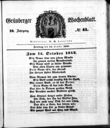 Grünberger Wochenblatt, No. 41. (14. October 1842)
