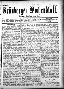 Grünberger Wochenblatt: Zeitung für Stadt und Land, No. 129. (28. October 1899)