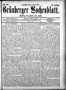 Grünberger Wochenblatt: Zeitung für Stadt und Land, No. 130. (31. October 1899)