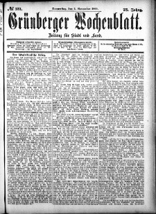 Grünberger Wochenblatt: Zeitung für Stadt und Land, No. 131. (2. November 1899)