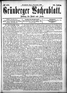 Grünberger Wochenblatt: Zeitung für Stadt und Land, No. 132. (4. November 1899)