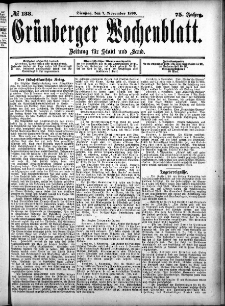 Grünberger Wochenblatt: Zeitung für Stadt und Land, No. 133. (7. November 1899)