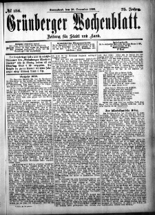 Grünberger Wochenblatt: Zeitung für Stadt und Land, No. 156. (30. December 1899)
