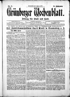 Grünberger Wochenblatt: Zeitung für Stadt und Land, No. 3. (5. Januar 1907)