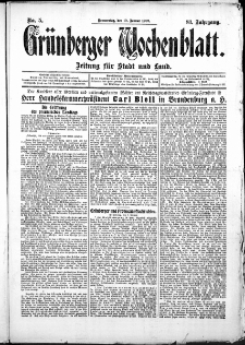 Grünberger Wochenblatt: Zeitung für Stadt und Land, No. 1. (1. Januar 1907)