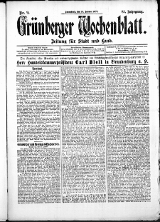 Grünberger Wochenblatt: Zeitung für Stadt und Land, No. 9. (17. Januar 1907)