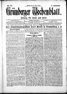 Grünberger Wochenblatt: Zeitung für Stadt und Land, No. 10. (22. Januar 1907)