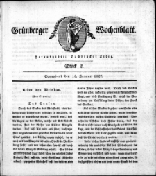 Grünberger Wochenblatt, Stück 2. (13. Januar 1827)