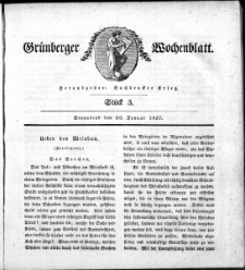 Grünberger Wochenblatt, Stück 3. (20. Januar 1827)