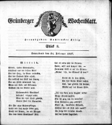 Grünberger Wochenblatt, Stück 8. (24. Februar 1827)