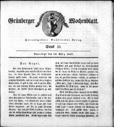 Grünberger Wochenblatt, Stück 10. (10. März 1827)