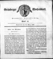 Grünberger Wochenblatt, Stück 13. (31. März 1827)