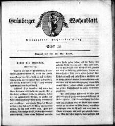 Grünberger Wochenblatt, Stück 19. (12. Mai 1827)