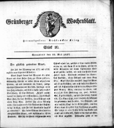 Grünberger Wochenblatt, Stück 20. (19. Mai 1827)