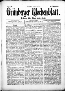 Grünberger Wochenblatt: Zeitung für Stadt und Land, No. 16. (5. Februar 1907)