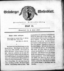 Grünberger Wochenblatt, Stück 22. (2. Juni 1827)