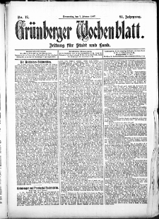 Grünberger Wochenblatt: Zeitung für Stadt und Land, No. 17. (7. Februar 1907)