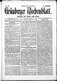 Grünberger Wochenblatt: Zeitung für Stadt und Land, No. 23. (21. Februar 1907)