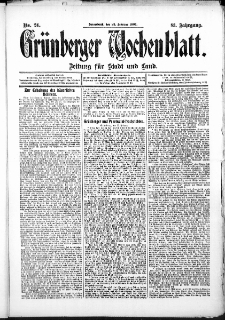 Grünberger Wochenblatt: Zeitung für Stadt und Land, No. 24. (23. Februar 1907)