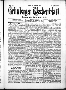 Grünberger Wochenblatt: Zeitung für Stadt und Land, No. 25. (26. Februar 1907)