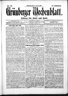 Grünberger Wochenblatt: Zeitung für Stadt und Land, No. 26. (28. Februar 1907)