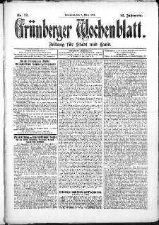 Grünberger Wochenblatt: Zeitung für Stadt und Land, No. 27. (2. März 1907)