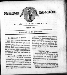 Grünberger Wochenblatt, Stück 24. (16. Juni 1827)