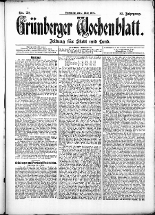 Grünberger Wochenblatt: Zeitung für Stadt und Land, No. 29. (7. März 1907)