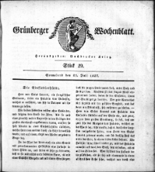 Grünberger Wochenblatt, Stück 29. (21. Juli 1827)
