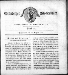 Grünberger Wochenblatt, Stück 33. (18. August 1827)