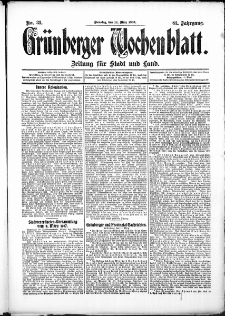 Grünberger Wochenblatt: Zeitung für Stadt und Land, No. 31. (12. März 1907)