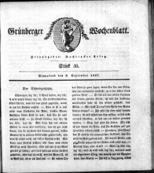 Grünberger Wochenblatt, Stück 36. (8. September 1827)