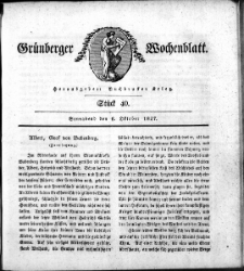 Grünberger Wochenblatt, Stück 40. (6. Oktober 1827)