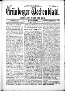 Grünberger Wochenblatt: Zeitung für Stadt und Land, No. 33. (16. März 1907)