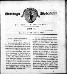 Grünberger Wochenblatt, Stück 43. (27. Oktober 1827)