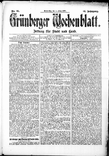 Grünberger Wochenblatt: Zeitung für Stadt und Land, No. 35. (21. März 1907)