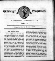 Grünberger Wochenblatt, Stück 45. (10. November 1827)
