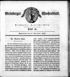 Grünberger Wochenblatt, Stück 46. (17. November 1827)