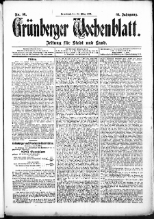 Grünberger Wochenblatt: Zeitung für Stadt und Land, No. 36. (23. März 1907)